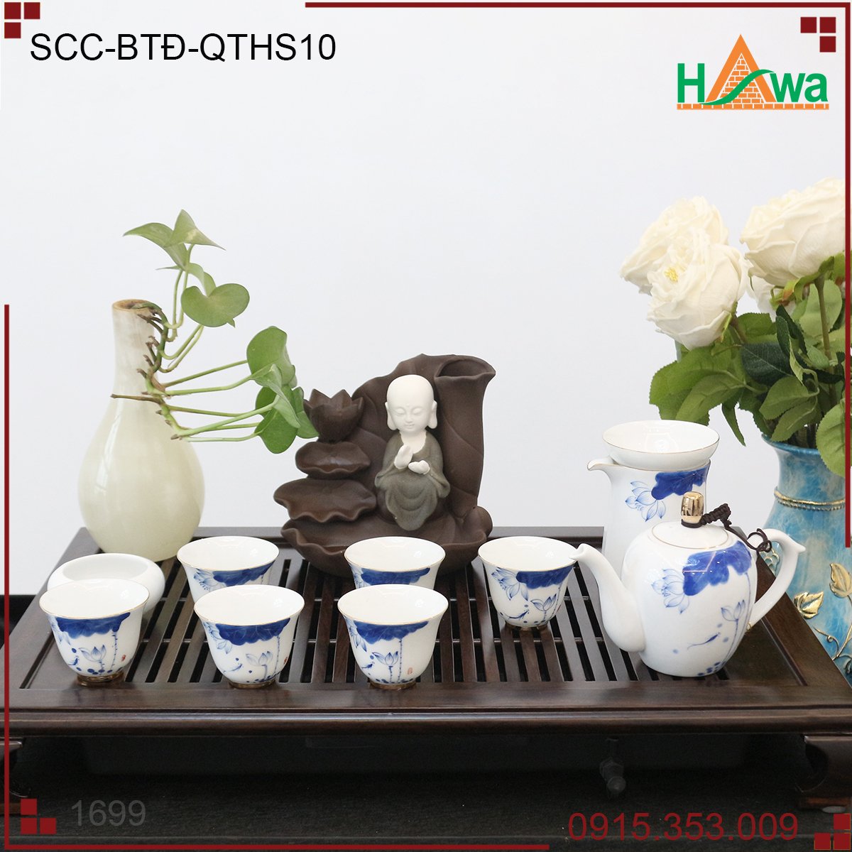 Bộ trà đạo quý tộc, hoa sen 10 món (SCC-BTĐ-QTHS10)