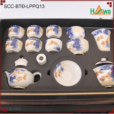 Bộ trà đạo sứ ngọc phú quý long phụng 10 món (SCC-BTĐ-SNPQLP10)