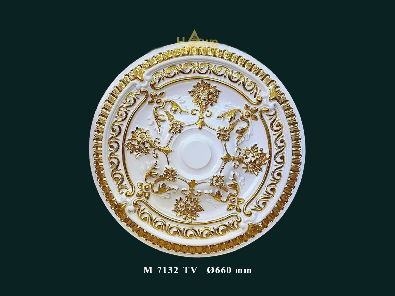 Mâm trần đk 660 trắng dát vàng (M-7132-TV)