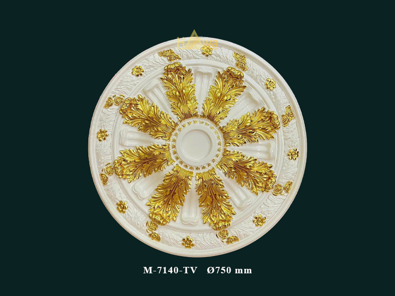 Mâm trần lá 750 trắng dát vàng (M-7140-TV)