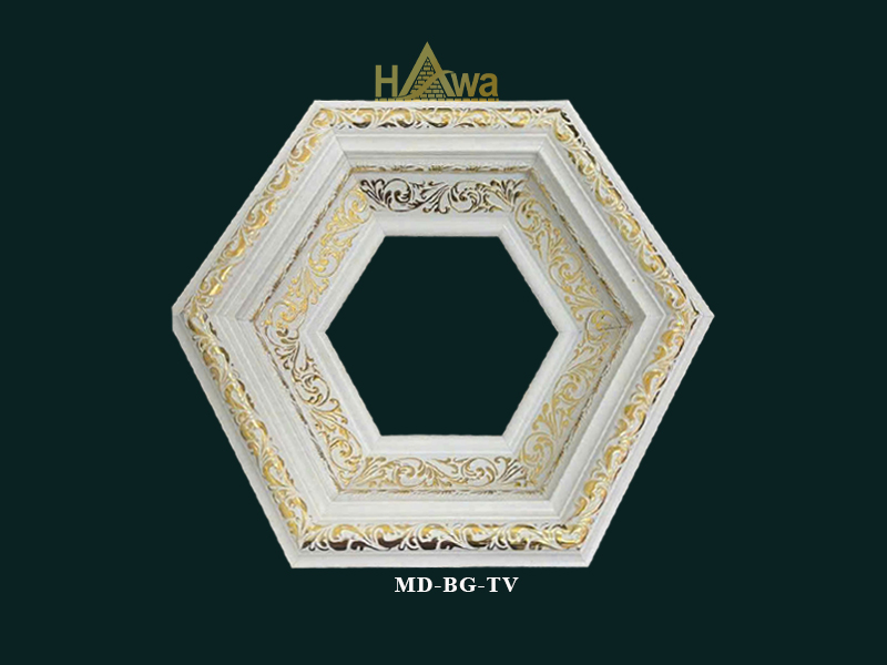 Máng đèn bát giác trắng dát vàng (MD-BG-TV)