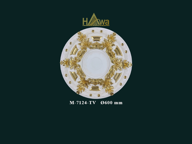 Mâm trần 600 trắng dát vàng/vân gỗ trơn (M-7124-TV )