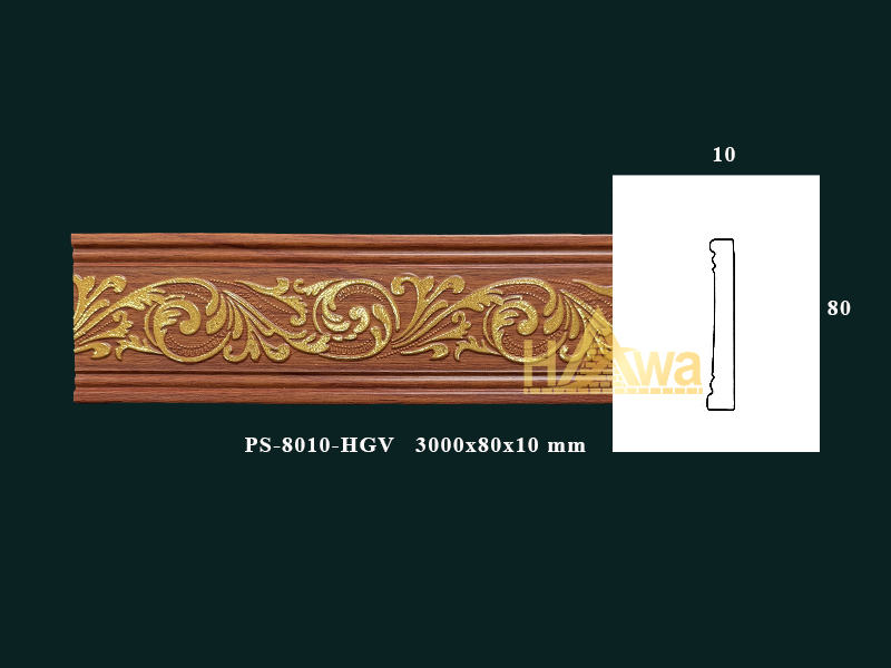 Chỉ nẹp 80 gỗ  hoa vàng (PS-8010-HGV)
