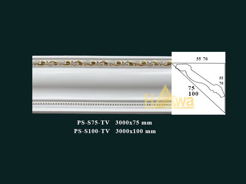 Phào S75 trắng viền vàng (PS-S75-TV)