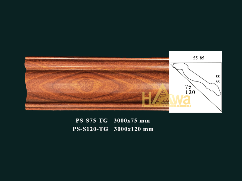Phào S trơn 75 màu gỗ (PS-S75-TG)