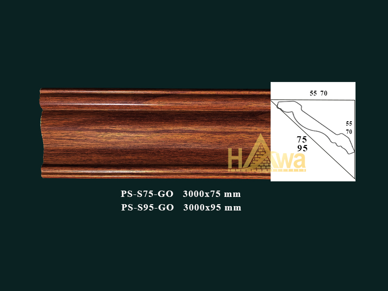 Phào S trơn 95 màu gỗ óc chó (PS-S95-GO)