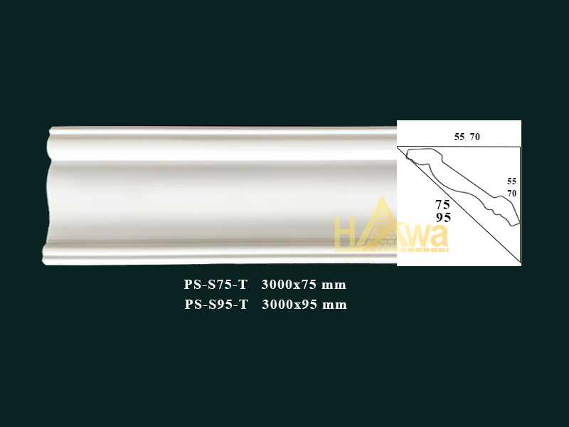 Phào S trơn 75  mầu trắng (PS-S75-T)