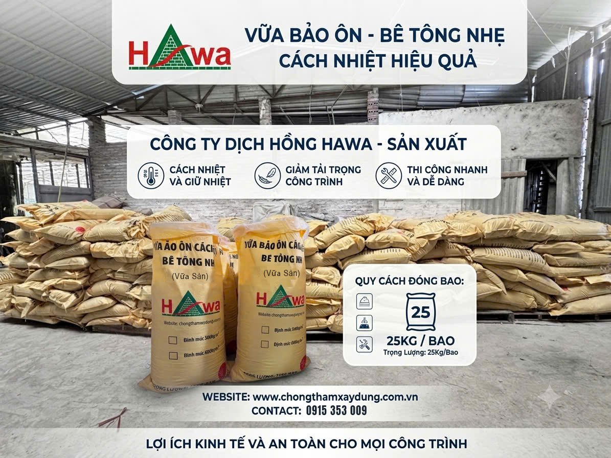 vữa bảo ôn cách nhiệt, bê tông nhẹ