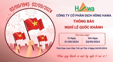 Thông báo nghỉ lễ quốc khánh 2-9