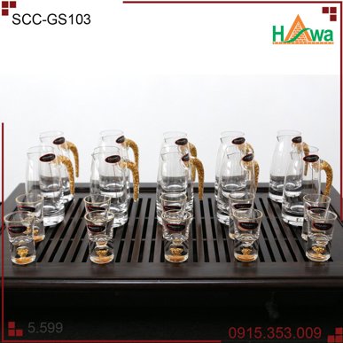 Bộ ly rượu mạ vàng, GS103(10 bình10ly) (SCC-GS103)
