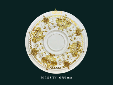 Mâm trần đk750 trắng dát vàng (M-7135-TV)