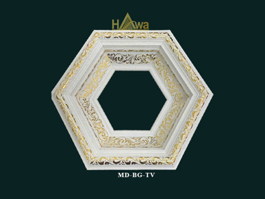 Máng đèn bát giác trắng dát vàng (MD-BG-TV)