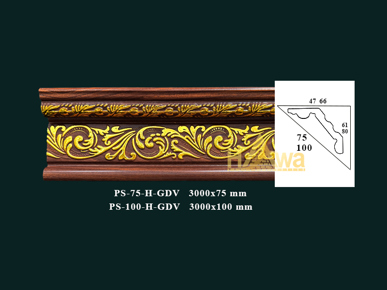 Phào G hoa 75 gỗ đỏ hoa vàng (PS-75-H-GDV)