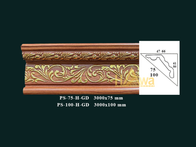 Phào C 75 gỗ  hoa vàng (PS-75-H-GD)