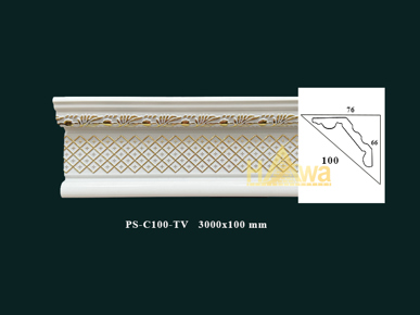 Phào C caro 100 trắng hoa vàng (PS-C100-TV)