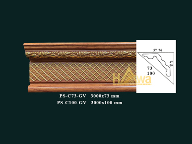 Phào C caro 73 màu gỗ hoa vàng (PS-C73-GV)