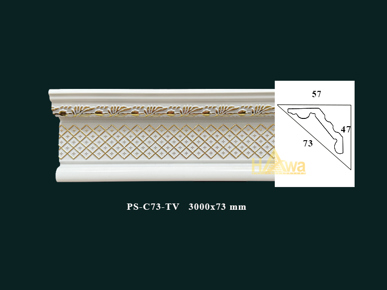  Phào C caro 73 trắng hoa vàng (PS-C73-TV)