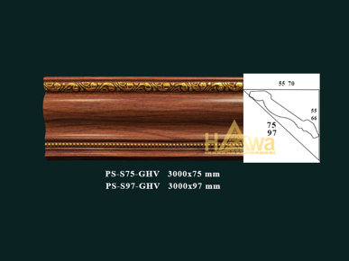 Phào S hoa 75 màu gỗ viền vàng (PS-S75-GHV)