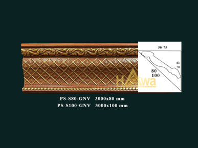 Phào S caro 80 màu gỗ hoa vàng (PS-S80-GNV)